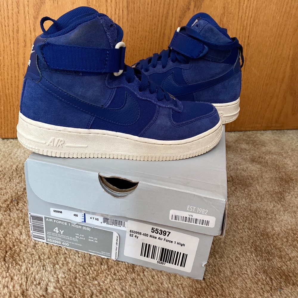 Boys Nike Blue Suede Air Force One 4Y